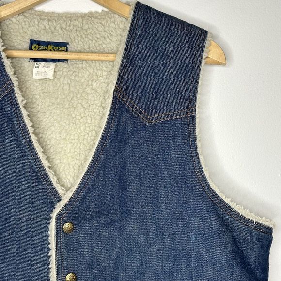 OshKosh B'gosh Mens Vest Sherpa Lined Blue Denim Vintage Men's X-Large‎ USA - Picture 3 of 12